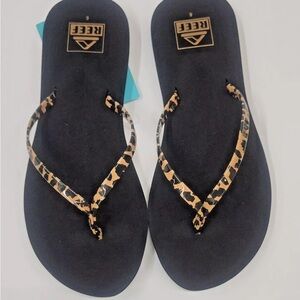 Reef Women's Black and Tan Flip Flops NEW